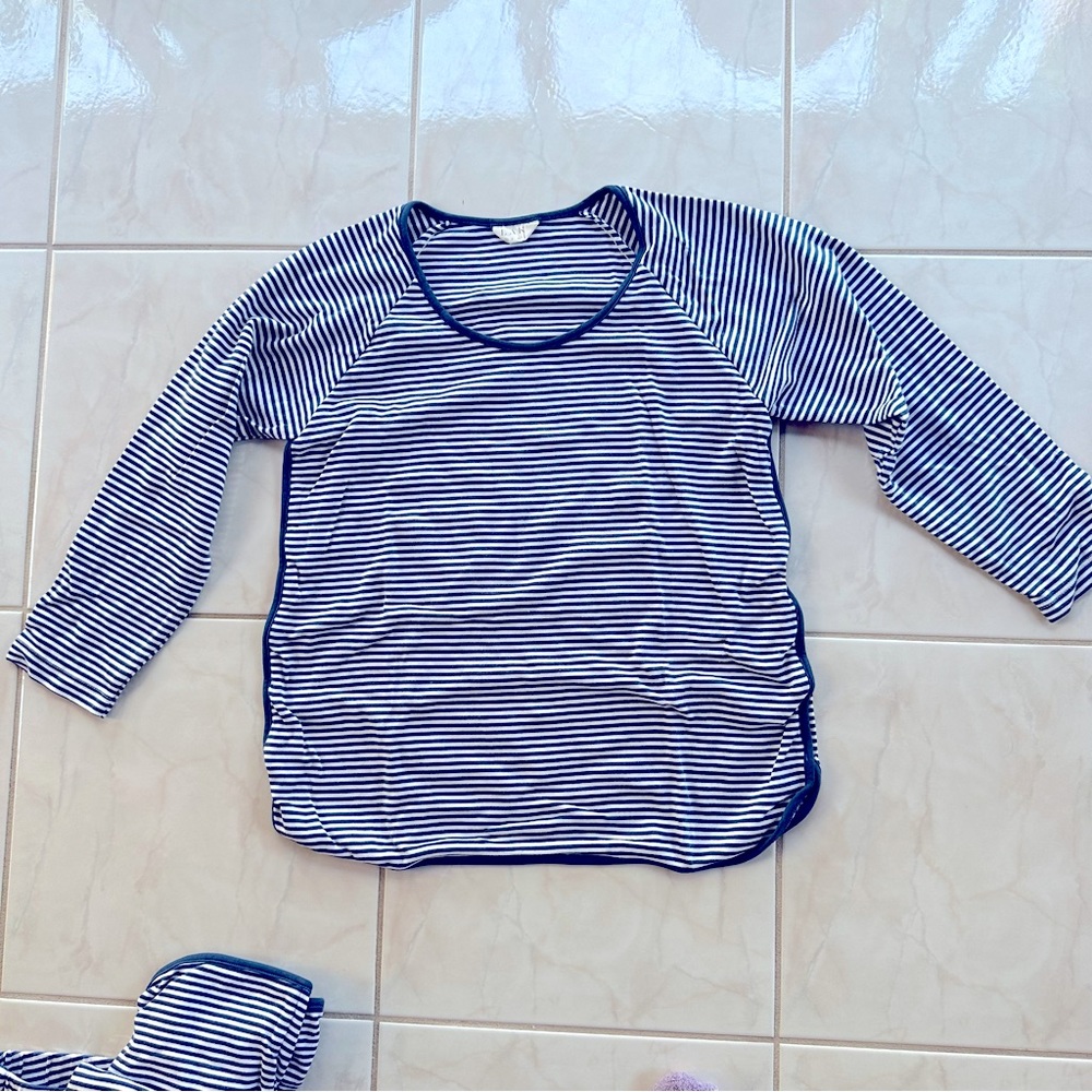 LAKE Pima Shirt and Pants Long-Long Set in Sailor Blue and White Stripe